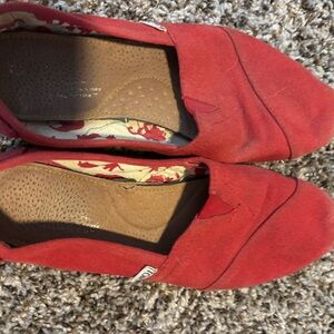Toms Red Canvas Flats